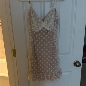 Bambi Ruched Mini Dress Polka Dot White